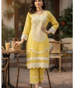 YELLOW COLOUR CHICKEN KAARI CO-ORD SET